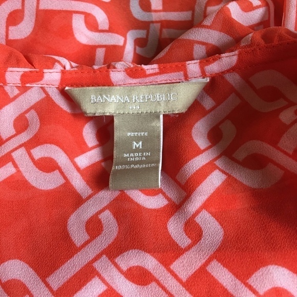 Banana Republic Blouse Top Lightweight Ruffles Flowy Flutter Sleeves Warm Print - Picture 13 of 16